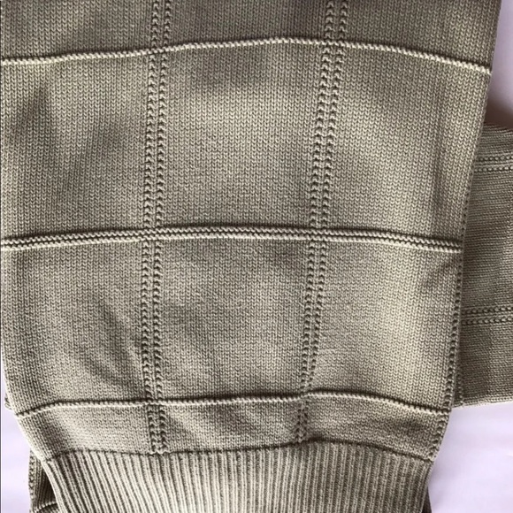 Izod Men Long Sleeve Crew Neck Sweater Window Pane L Olive Green Cotton - Picture 4 of 15